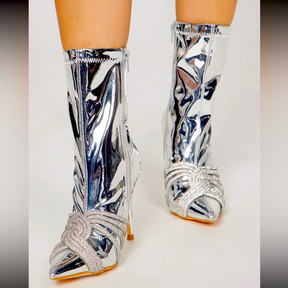 Fashion Nova Shoes - *Fashion Nova New High Heels Silver Boots!!!